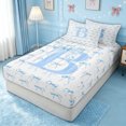 thumbnail image 2 of meiyoeat Cartoon Bow Letter B Zipper Comforter Set with Fitted Sheet and 2 Pillowcases for Kids Girls, Aesthetic Print Zipper Bedding Set, Blue, Colorful Star Reversible, 3-Piece, 2 of 6