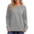 thumbnail image 6 of Jsaierl Womens Sweatshirts Cute Solid Color Round Neck Sweatshirt Oversized Loose Fit Pullover Cotton Jogging Long Sleeve Shirts with Thumbhole, 6 of 7