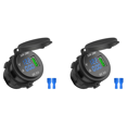 thumbnail image 1 of 2X 12V / 24V Fast Charging 3.0 Car Lighter Socket USB Charger LED Voltmeter Ammeter Black & Blue, 1 of 2