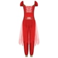 thumbnail image 4 of Aislor Women's Arabian Princess Sequin Belly Dance Halloween Jumpsuits with Tulle Party Red XL, 4 of 7