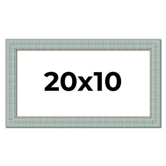20x10 Frame Blue Teal Distressed Solid Wood Picture Frame | 1.625 Inch Moulding Width | Sonoma Blue