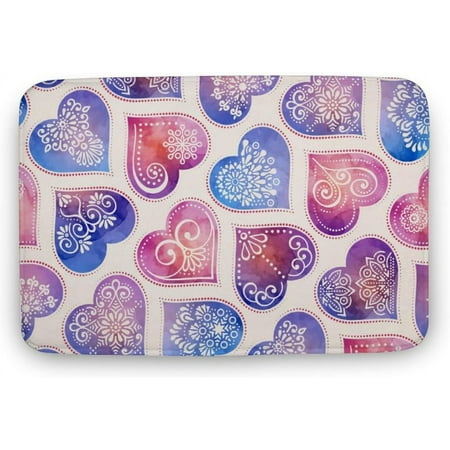 

Heart Pattern Indoor Door Mat Non-Slip Absorbent Resist Dirt Entrance Rug Low-Profile Inside Entry Door Rugs for Entryway 20x32 Inch
