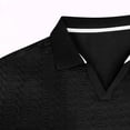 thumbnail image 6 of Polo Shirts for Men Knit Tops Lapel Collar V Neck Short Sleeve Jacquard Textured Casual Pullover Tees, 6 of 7