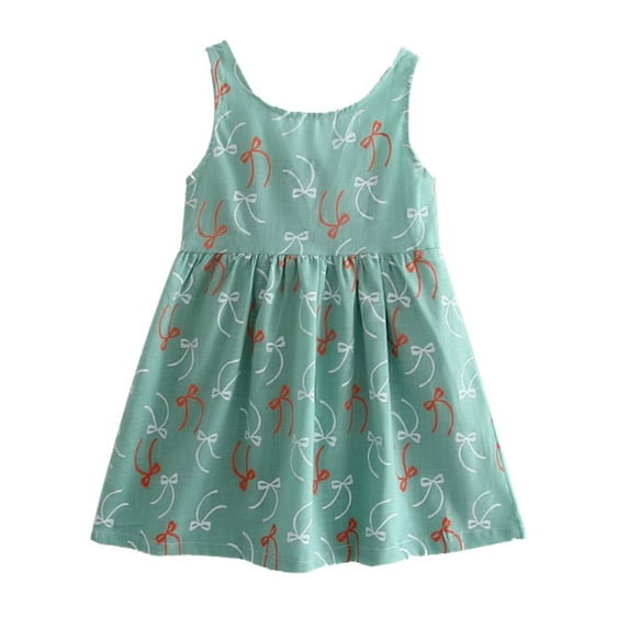Summer Baby Girl Kids Sleeveless Printing Pattern Cotton Princess Tutu Dress, Wedding Christening Gown Dress