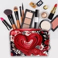 thumbnail image 3 of LOVE Printed Design Waterproof PVC Cosmetic Travel Bag Makeup Pouch Small Leather Pouch Makeup Organizer Drawers Storage Lightweight Large Capacity for Ladies Girls Out and about, 3 of 6