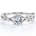 thumbnail image 1 of JeenMata Anillo de Compromiso con Diseño de Rama de Árbol Cruzado de Moissanita de Corte Pera de 1 Quilate Enchapado en Oro Blanco de 18 K sobre Plata, 1 of 6