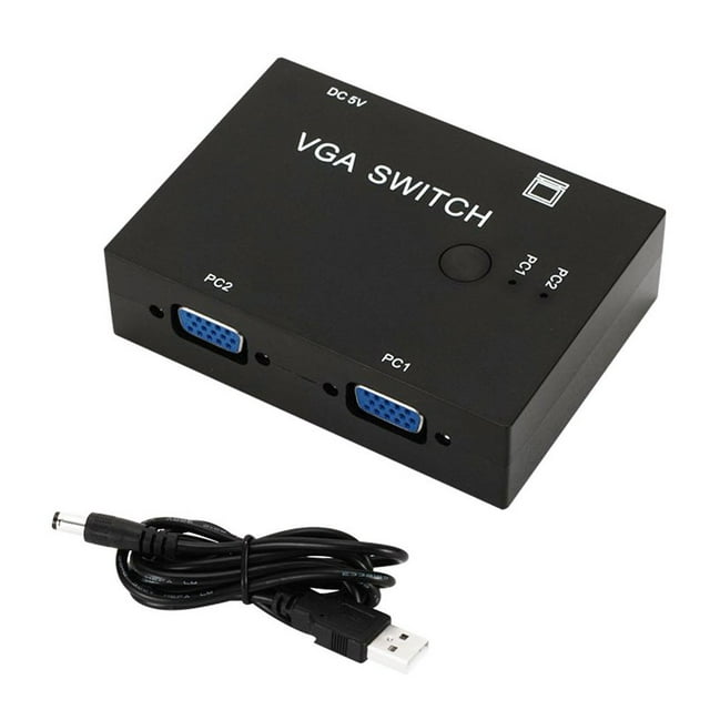 2 In 1 Out VGA Video Sharing Switch Switcher Adapter Selector for PC Laptop