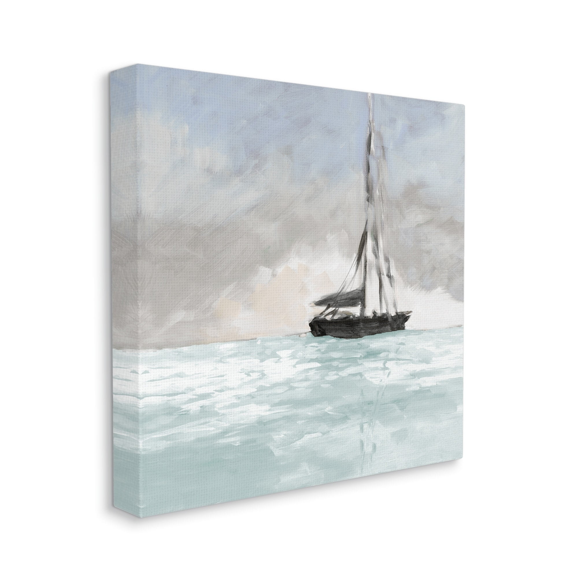 Stupell Industries Sailing Boat Navigating Gloomy Skies Icy Seas Outdoors,24 x 24, Design by Jane Slivka