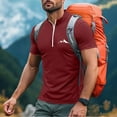 thumbnail image 3 of Red Track Gym Jogger Zip Up T Shirt for Man Summer Fall Short Sleeve Collared Neck Spandex Quick Dry Basic Tops Shirts Man 2026 Clothes Country Concert XL, 3 of 5