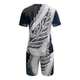 thumbnail image 3 of MAWCLOS Pyjama pour Hommes Deux Pièces Ensemble de Maison Manches Courtes Taille Élastique Rue 2 Pcs Survêtement 4 2TG, 3 of 4