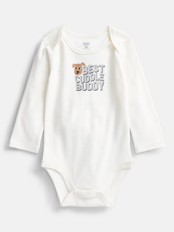 Baby Boys' Graphic Cotton Bodysuit with Long Sleeves, Sizes 0M-24M