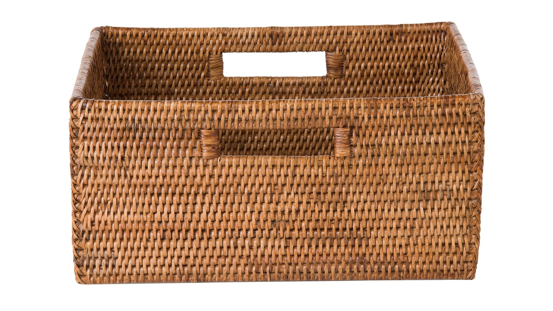 Kouboo La Jolla Rattan Shelf Basket with Handles, Honey Brown, Woven Rattan