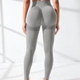 thumbnail image 4 of Mnuaqn Scrunch Workout Leggings for Women High Waisted Butt Lifting V Back Waist Seamless Gym Yoga Leggings Grey for Size M, 4 of 7