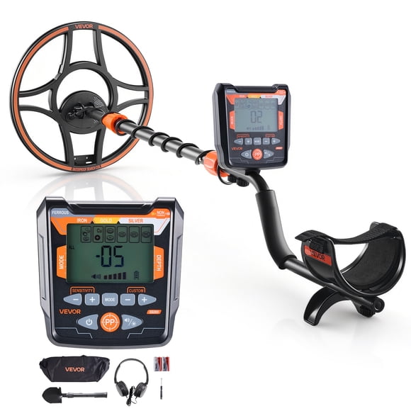 VEVOR Détecteur de Métal pour Adultes, 12 Pouces, Détecteur d'Or Professionnel Haute Précision, Bobine de Recherche Étanche IP68 avec Écran, Écouteurs, 6 Modes, Longueur Ajustable, pour Détecter la Chasse au Trésor Doré