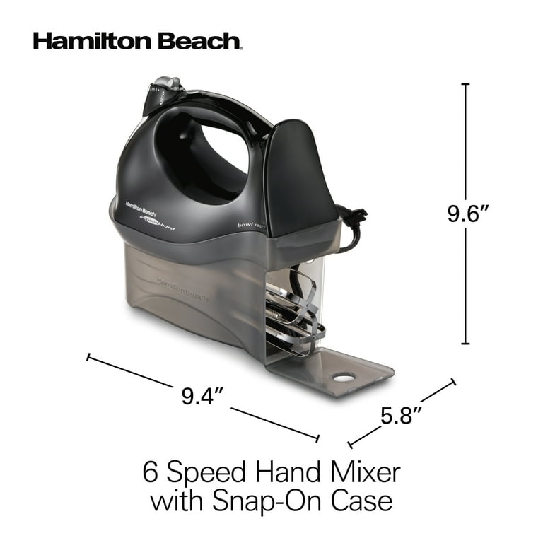 Hamilton Beach 275W 6-Speed Hand Mixer with Snap-on Case - Black