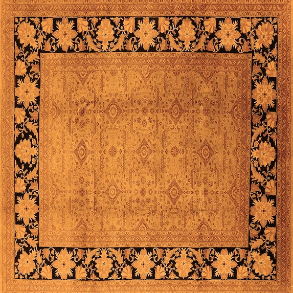 Ahgly Company Indoor Square Oriental Orange Industrial Area Rugs, 6' Square