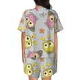 thumbnail image 6 of Fotbe Cartoon Owls Print Pajama Set for Women 2 Piece Loungewear Short Sleeve Tops and Shorts Set Soft Sleepwear-Medium, 6 of 7