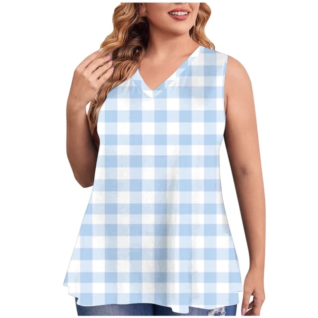 Débardeur pour Femmes, Mode Grande Taille Imprimé Col en V Ample Sans Manches T-shirt Pull