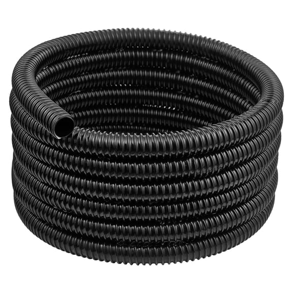 21ft Corrugated Pond Tubing 1 Inch Inner Diameter Flexible PVC Hose Black Drain Pipe for Pond Pump Fountain Garden Swimming Pool Filter