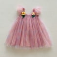 thumbnail image 3 of MEZZALL Robe de Fête Florale à Manches Volantes pour Filles Tout-Petits, Robe de Danse, Robe d'Été Adorable, Violet, 6-7 Ans, 3 of 5