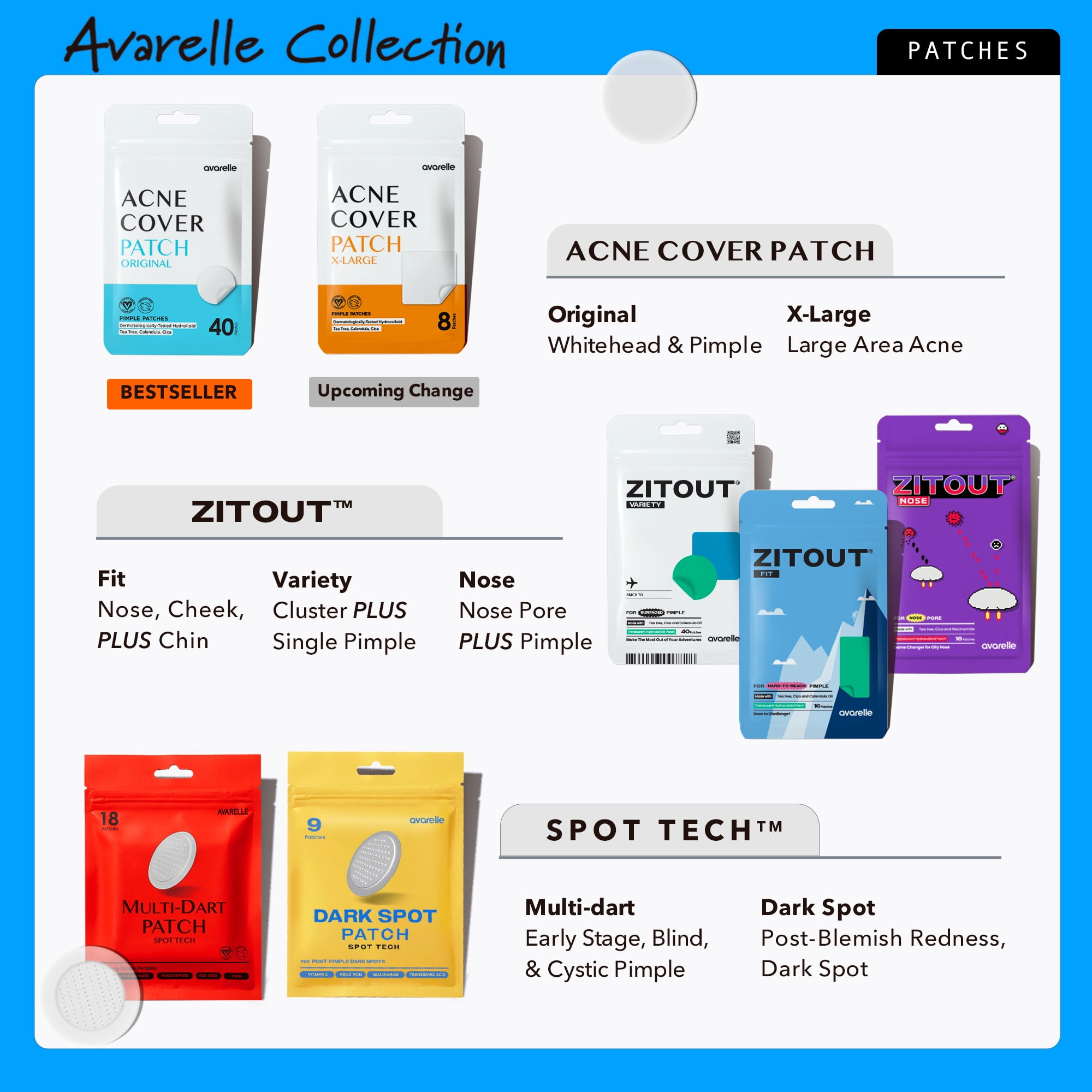 AVARELLE Acne Cover Patch Original Hydrocolloid, Tea Tree, Calendula Oil, CICA. Certified Vegan & Cruelty-Free (24 PATCHES