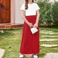 thumbnail image 4 of GERsome Girls Short Sleeve Color Block Loose Casual Long Maxi Dress with Pockets 4-14 Years, 4 of 8
