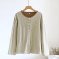 thumbnail image 4 of Women's Petite Pajamas Set Button Down Long Sleeve Shirt & Pant Comfy Lounge Sleepwear Set Soft Loungewear Pjs, 4 of 4