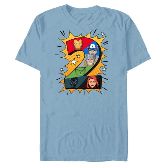 Marvel Avengers Comic Super Heroes 2nd Birthday - Short Sleeve Blended T-Shirt for Adults - Customized-Ocean Blue
