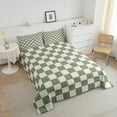 thumbnail image 4 of Erosebridal Plaid Comforter Set Toddler Beige Sage Green Checkerboard Quilt Set Geometric Checkered Bedding Set,Aesthetic Grid Duvet Set Modern Room Decor 2 Pcs, 4 of 7