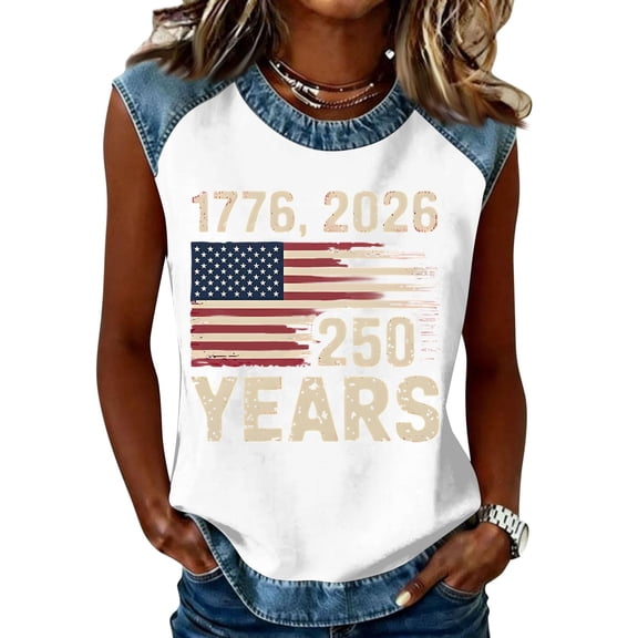 Trgacdwlo 1776-2026 250th Anniversary Shirt Flag Print Independence Day Tank Tops Women Patriotic 4th of July Women's Shirts