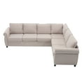 thumbnail image 3 of Sleeper Sofa, 2 in 1 Pull Out Couch Bed, 6 Seater Sofa Bed, L Shaped Sleeper Sectional Sofa Couch, Riveted Sofa,104" Large Combined Sofa Bed in Living Room (Beige), 3 of 12