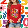 thumbnail image 2 of Tisuna Red Long Sleeve Tshirt For Girls Child Cartoon Print Crew Neck Pullover Tops Breathable Fashion Teen Girls Youth School Holiday Playwear Outfits Size 9-10 Years, 2 of 4