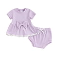 thumbnail image 4 of Gibobby Toddler Girls Baby Girl Summer Short Set Female Cute T-Shirt Tops+Shorts T-Shirt Shorts 2pcs Clothes Outfits,0-6 Months,Purple, 4 of 4
