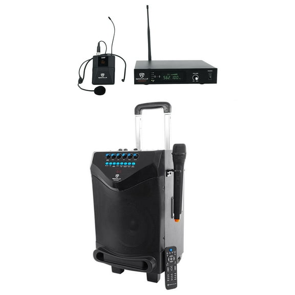 Rockville ROCKnGo 8" Rechargeable PA Speaker w/ Bluetooth Headset Wireless Mic