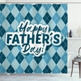 thumbnail image 1 of Father's Day Shower Curtain, Calligraphy on a Rhombus Design Background, Fabric Bathroom Set with Hooks, 69W X 70L Inches, Dark Teal Blue Grey Pale Blue Grey and White, by Ambesonne, 1 of 3