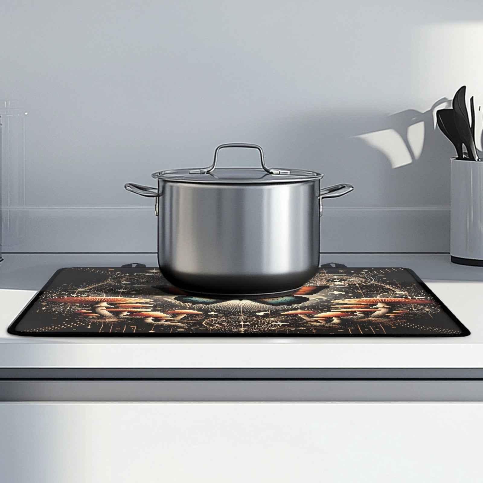 Renewold Electric Stove Top Cover for Stove Top, Induction Electric Stove Protector Non-slip Glass Cooktop Cover Range Cover Multipurpose Flat Top Stove Mat, Butterfly Mushroom Galaxy