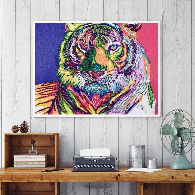 Pintura de diamante en apariencia especial taladro parcial imagen de tigre manualidades de de mosaico de bricolaje 40 *30 cm perfecl Pintura de diamante 5D DIY