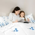 thumbnail image 4 of Homewish Graffiti Floral 7-Piece Twin Bedding Sets,Peach Flower Bedding Comforter Set,Blue White Sheet Sets For Boys Kids,Microfiber Bedroom Decor Reversible, 4 of 8