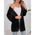 thumbnail image 3 of Women's Open-Front Long Sleeve Mesh Knit Cardigan with Pockets, 3 of 5