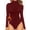 Deep Red, variant on MOYIKO Fleece Lined Mock Turtle Neck Long Sleeve Bodysuit Fitted Womens Tops,Size S-XXL