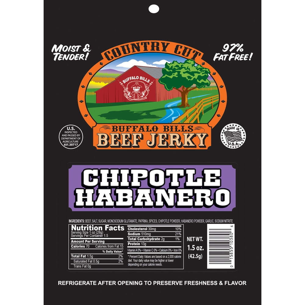Buffalo Bills 1.5oz Chipotle Habanero Country Cut Beef Jerky – Ten 1.5oz Packs