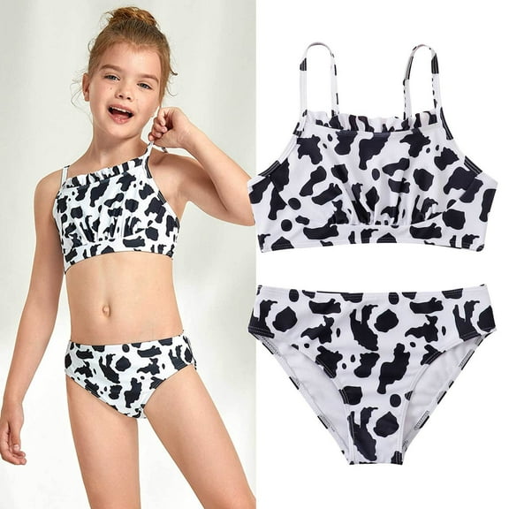 uublik Girls 2 Piece Swimsuit Cow Bikini Bathing Suits Summer Kids Swimwear, Sizes 8-14