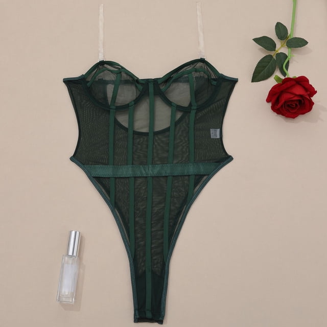 Ropa interior de primavera y verano para mujer, sexy, europea y americana, con tirantes transparentes, en el pecho, de corte abierto y moldeador de cuerpo