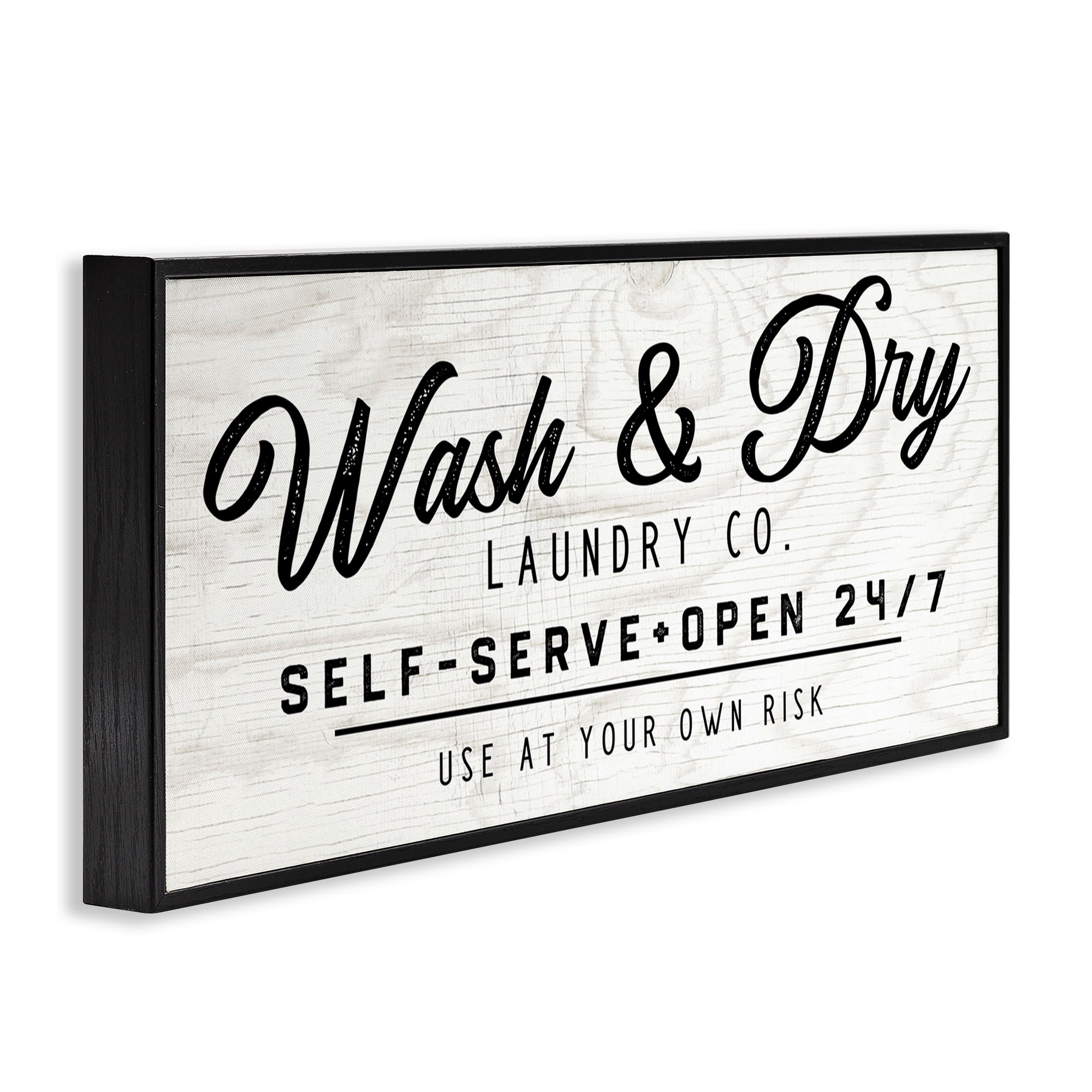 Stupell Industries Self Service Laundry Typography Painting Black Framed Art Print Wall Art, 24 x 10