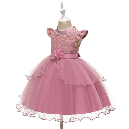 

Aayomet Dresses For Girls Toddler Baby Kid Girls Patchwork Ruffles Tulle Lace Party Dress Princess Dresses Pink 8-9 Years