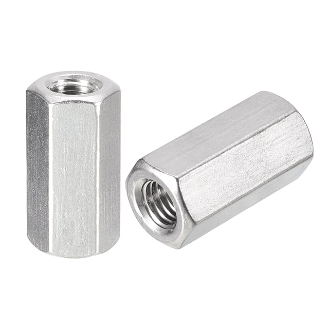 Unique Bargains M10 x 1,5 Pas 35mm Longueur Écrous d'Accouplement, 4 Pack 304 Acier Inoxydable Hexagonal Écrous d'Accouplement