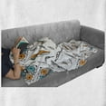 thumbnail image 6 of Boho Soft Flannel Fleece Throw Blanket, Tribal Bohemian Bird Feather Patterns with Geometric Square Vintage Motifs, Cozy Plush for Indoor and Outdoor Use, 60" x 80", Teal Orange Black, by Ambesonne, 6 of 6
