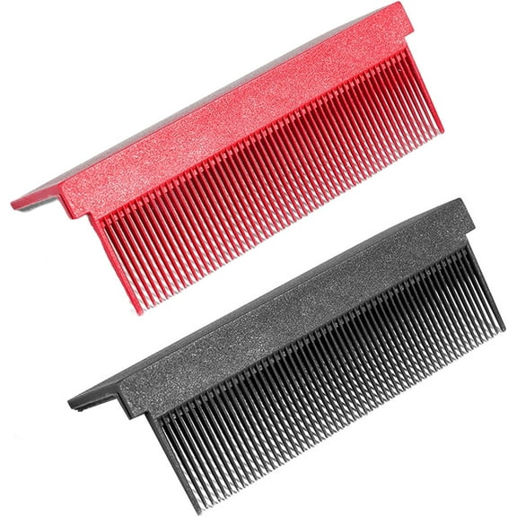 2pcs Hair Straightener Comb, Barber Straightening Comb Attachment for Hair Flat Iron Comb Attachment Clip On, Hair Straightening Flat Iron V Type(Red Black)