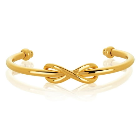Gold Plated Stainless Steel Intertwined Infinity Cuff Bracelet (10.8mm Wide)