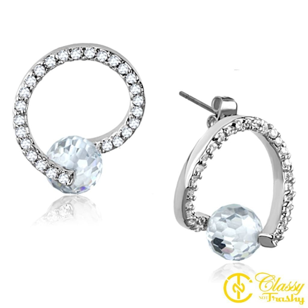 Classy Not Trashy Womens Fashion Jewelry Necklace Sets Premium Grade Brass with Rhodium Finish and Clear Colored Cubic Zirconia CZ Stone